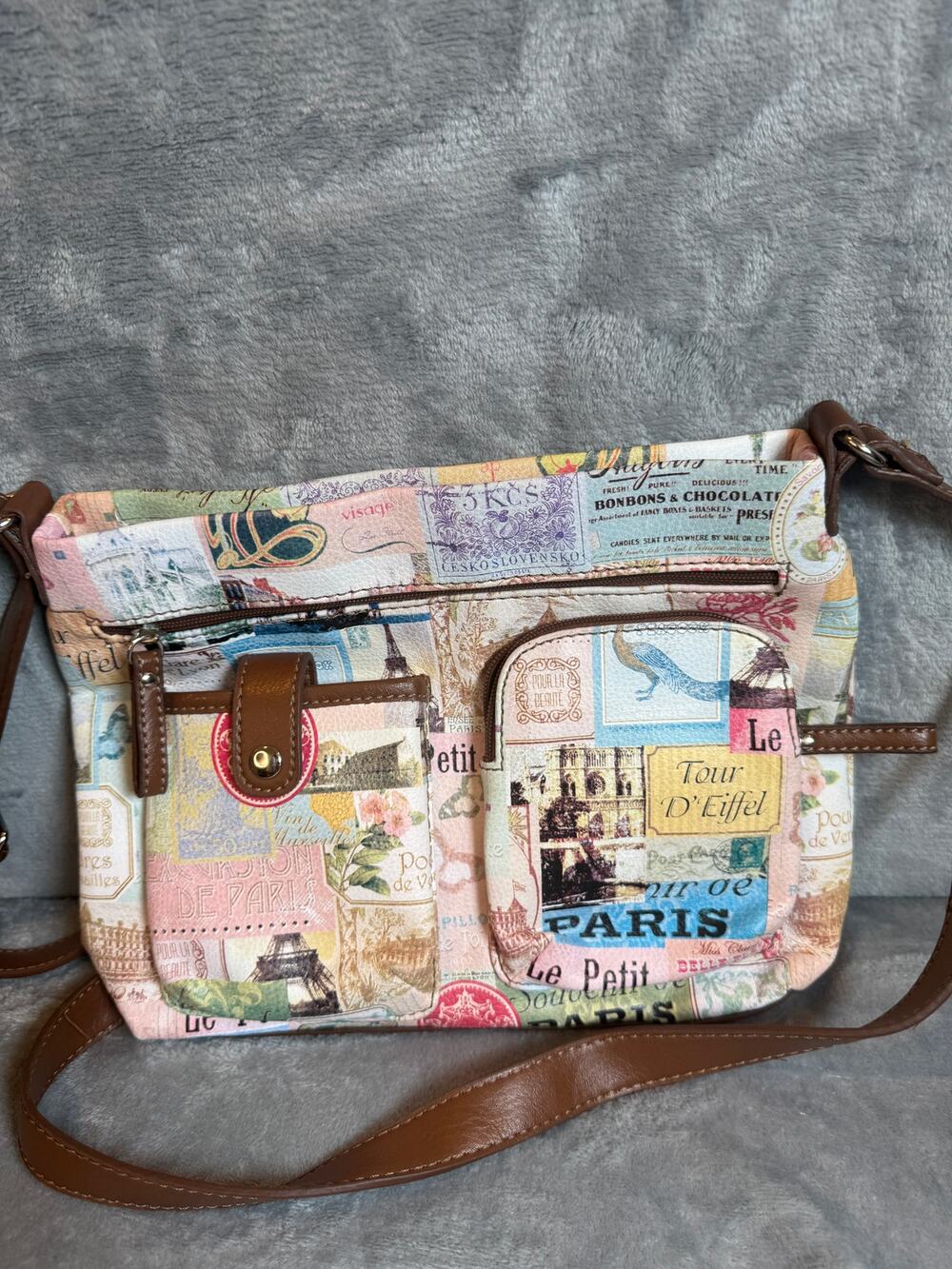 Relic by Fossil Paris Postcard Eiffel Tower Crossbody Purse Multicolor